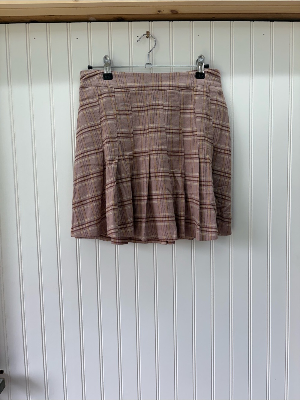 Heyson Plaid Pleated Circle skater Skirt in Mauve Pink